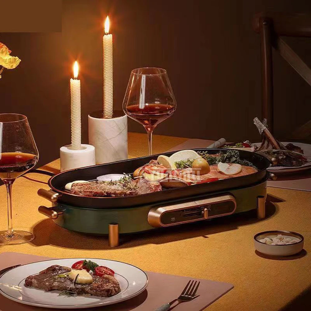 هوت بوت كهربائي متعدد الوظائف ، آلة شواء طعام بدون دخان ، محمولة ، داخلية ، منزلية