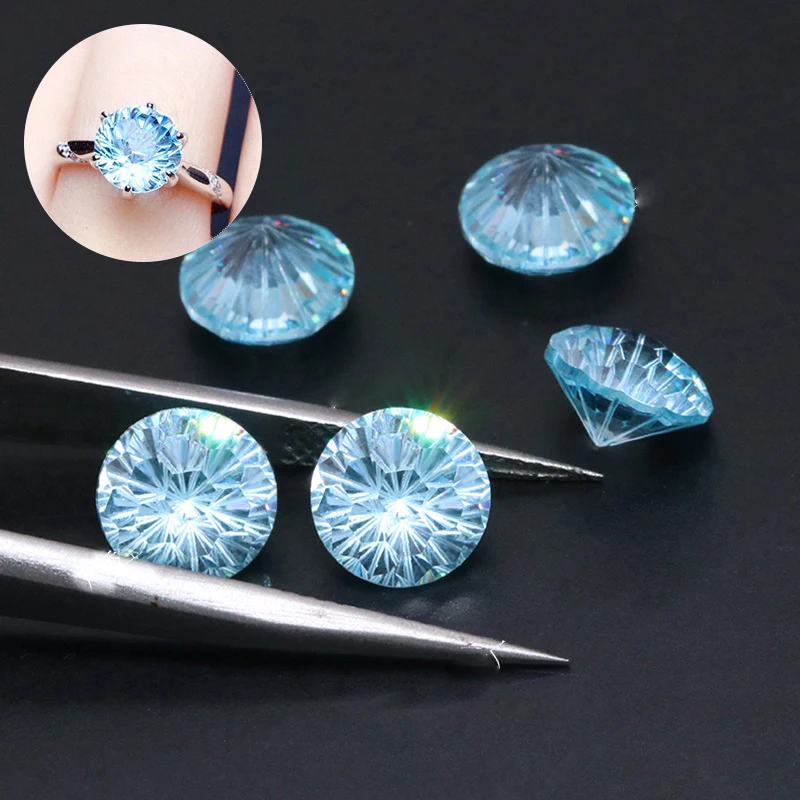 جولة سموكي قطع حجر زركونيا مكعب ، الأزرق الداكن ، اكسسوارات المجوهرات ، ديي ، 6x6 مم