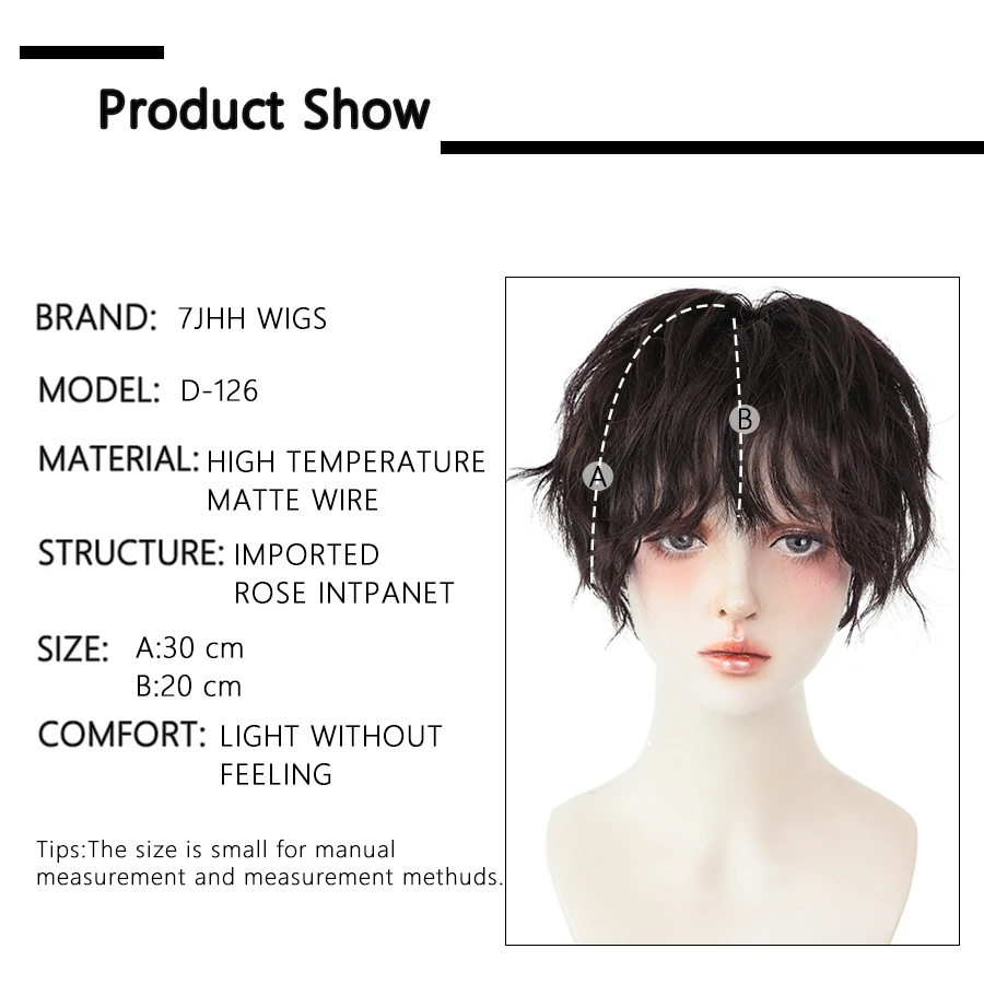 7JHH WIGS Short Bob Black Wigs For Women Curly Crochet Male Hair With Bang Synthetic Heat Resistant Brown Daily Wear Wig