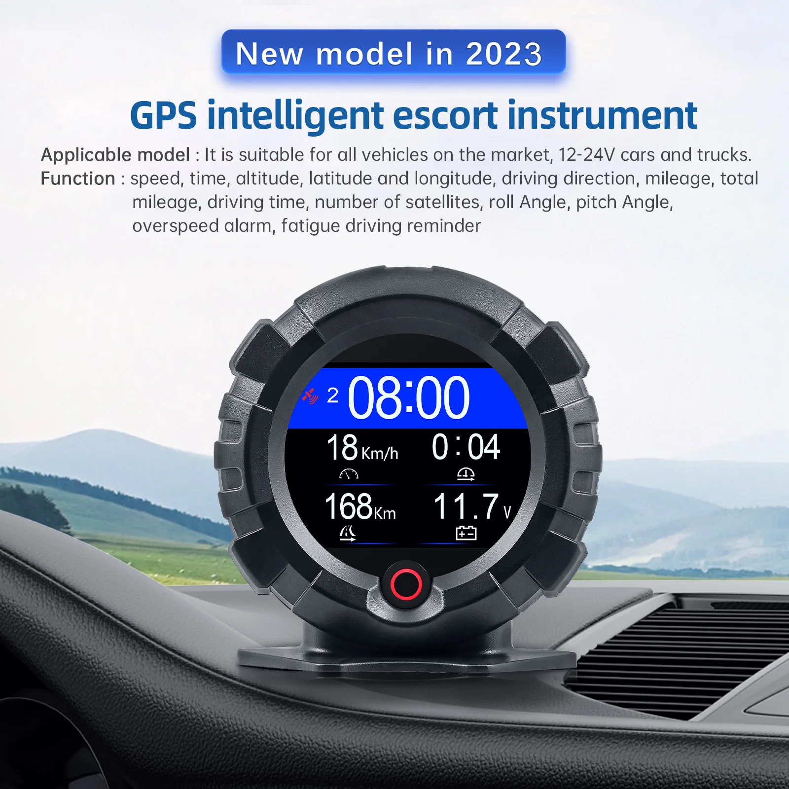 New X95 Car HUD GPS Speedometer MPH Km/h Car Compass Slope Meter Inclinometer Pitch Off-road Mode Altitude Latitude Longitude