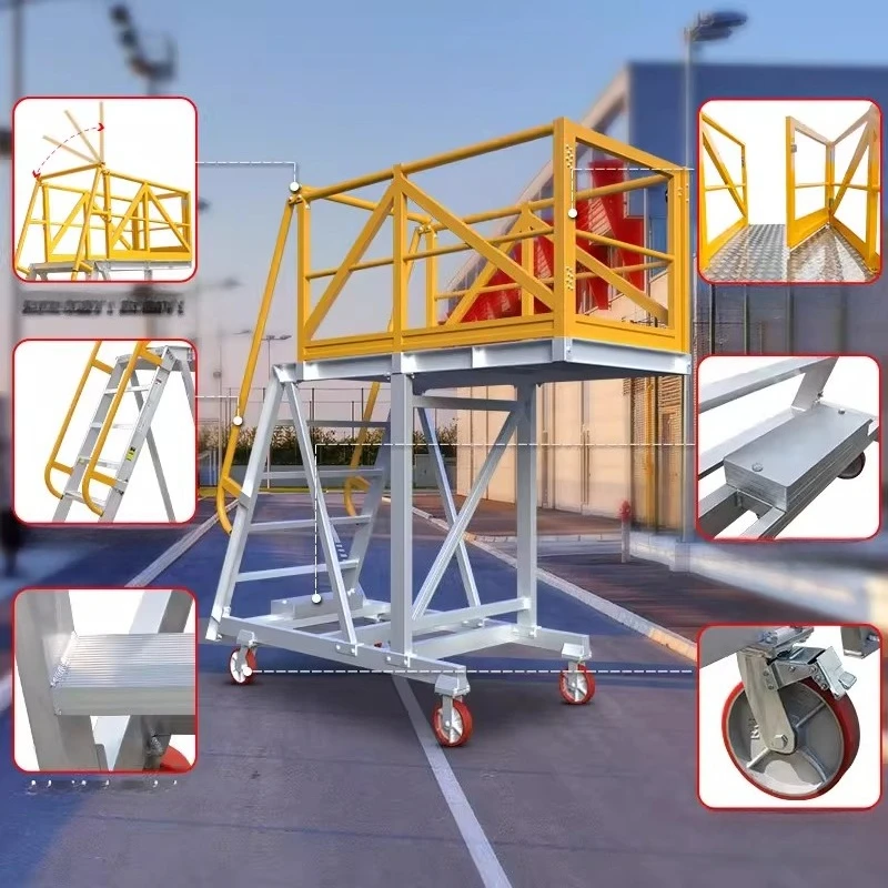 Aluminum alloy multi-functional cantilever climbing car warehouse ladder movable platform ladder