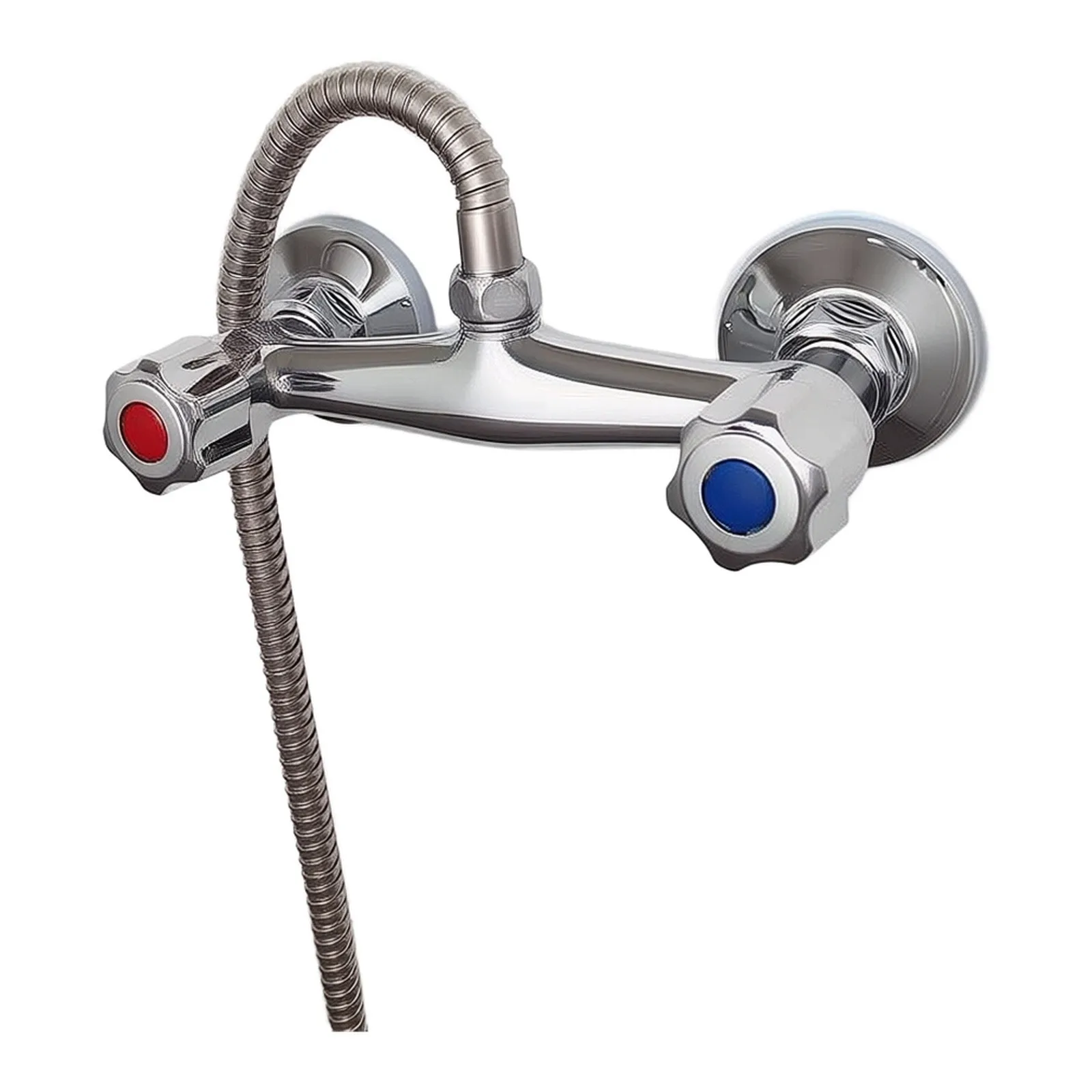 Chrome Shower Mixer Tap with Twin Outlet for Bathroom Valve Setups Material Construction 1/2 Inch Water Outlet