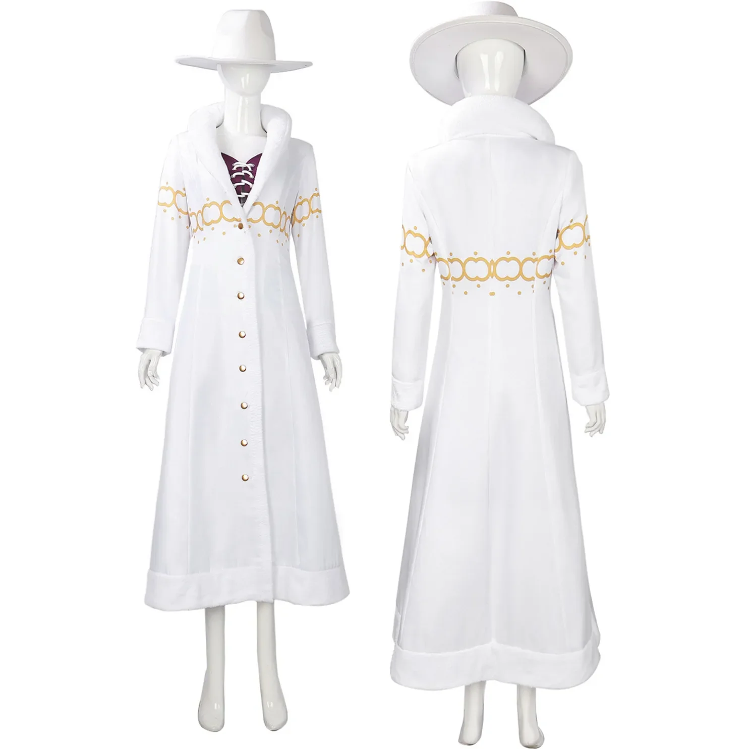 

Nico Robin Cosplay Costume Anime Women Dress White Cloak Punk Suits Outfit Uniform Halloween Carnival Disguise Party Costume