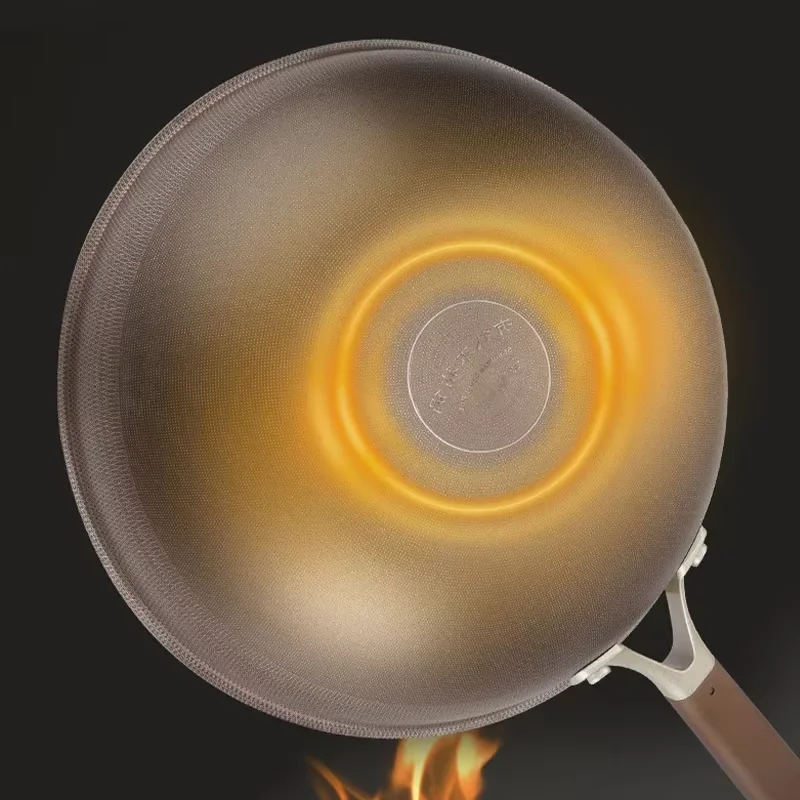 Titanium Stainless steel Wok Frying Pan Nonstick Pot Uncoated Home Kitchen Cookware Skillet Induction Gas stove Special Saucepan