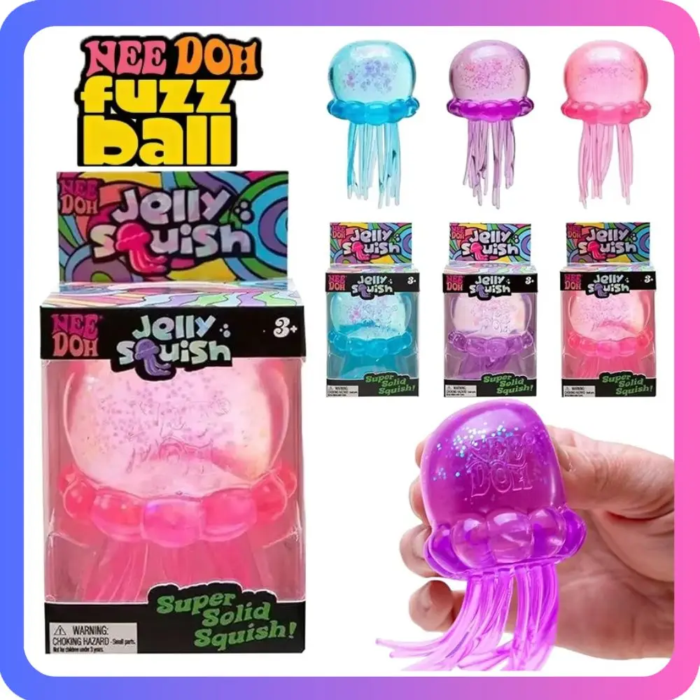 Trendiges Nee Doh Quallen- & Würfel-Squish-Spielzeug, Weiches Jelly Squeeze Stressabbau-Fidget-Spielzeug, Sensorisches NeeDoh für Kinder & Erwachsene