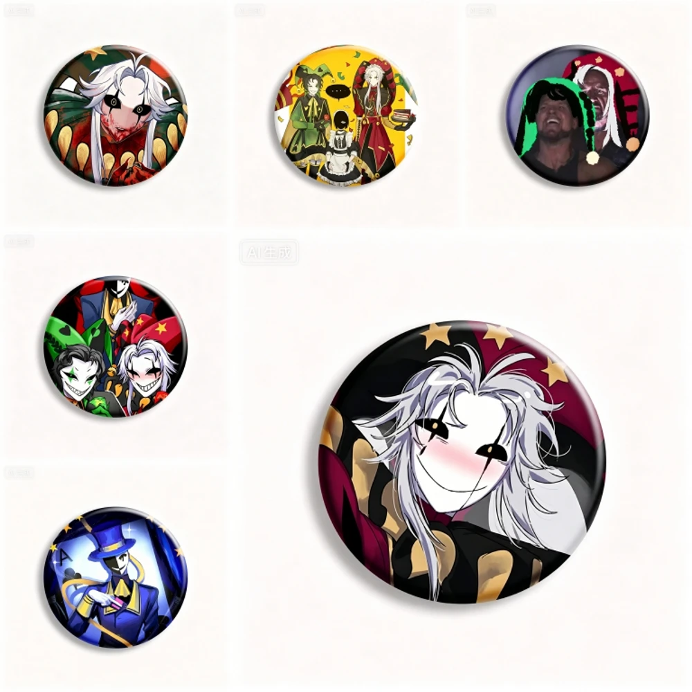 

58mm Anime The Freak Circus The Jester Pierrot Harlequin Cosplay COSTUME Badge Pin SPTE Tinplate Brooch﻿ Prop Xmas Gilf