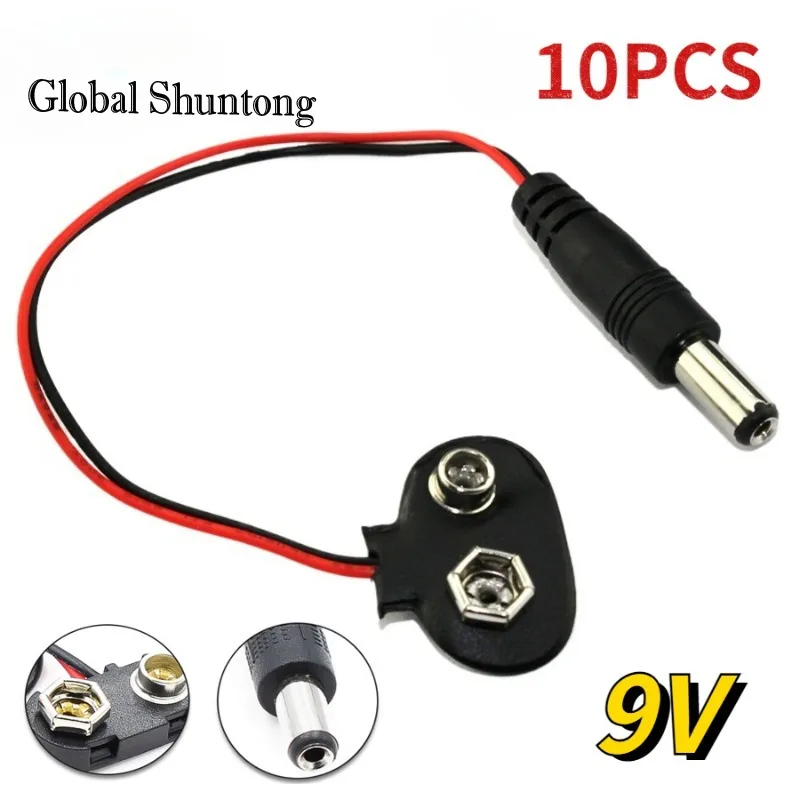 10pc profession 9V DC Battery Power Cable Plug Clip Barrel Jack Connector for Arduino Uno r3 Mega2560 DIY Battery Snap Connector