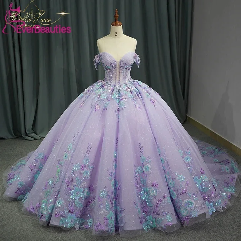 Quinceanera Dress for Juniors Sweetheart Vestidos De 15 Quinceañera Ball Gown Party Dress Glittery Tulle Lace Beaded Prom Dress