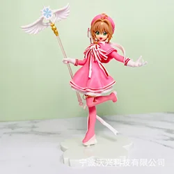 15CM Anime kart Captor Kinomoto Sakura Action Figure PVC modelleri Cardcaptor sihirli değnek kız kek dekorasyon noel hediyesi