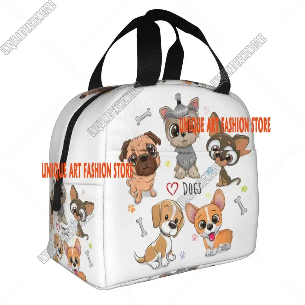 Custom Cartoon Yorkshire Terrier Insulated Lunch Tote Bag for Women Cute Dogs Portable Thermal Cooler Bento Box School Travel