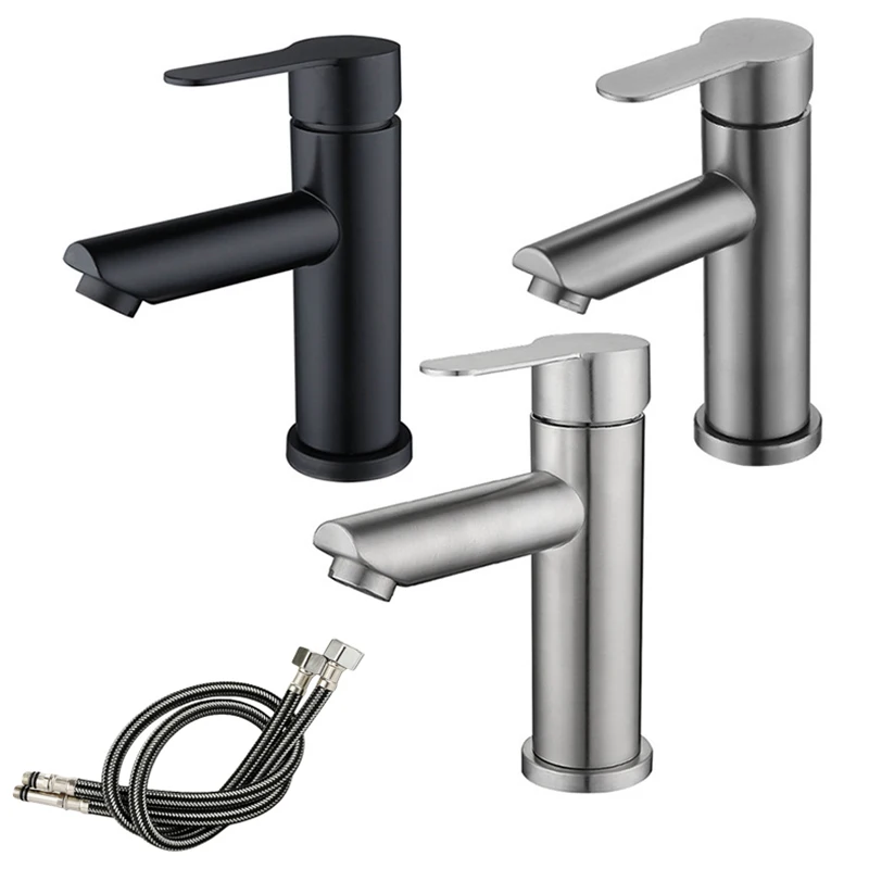 Bathroom Sink Faucet 304 Stainless Steel Hot and Cold Water Tap Washbasin Bathroom Basin Faucet  Accessories Set Sink Bath Mixer