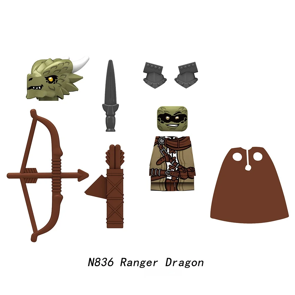 Knight Soldiers Bricks Action Figures Model Accessories MOC Creative Dragon Knights Assembly Building Blocks DIY Toys Gifts