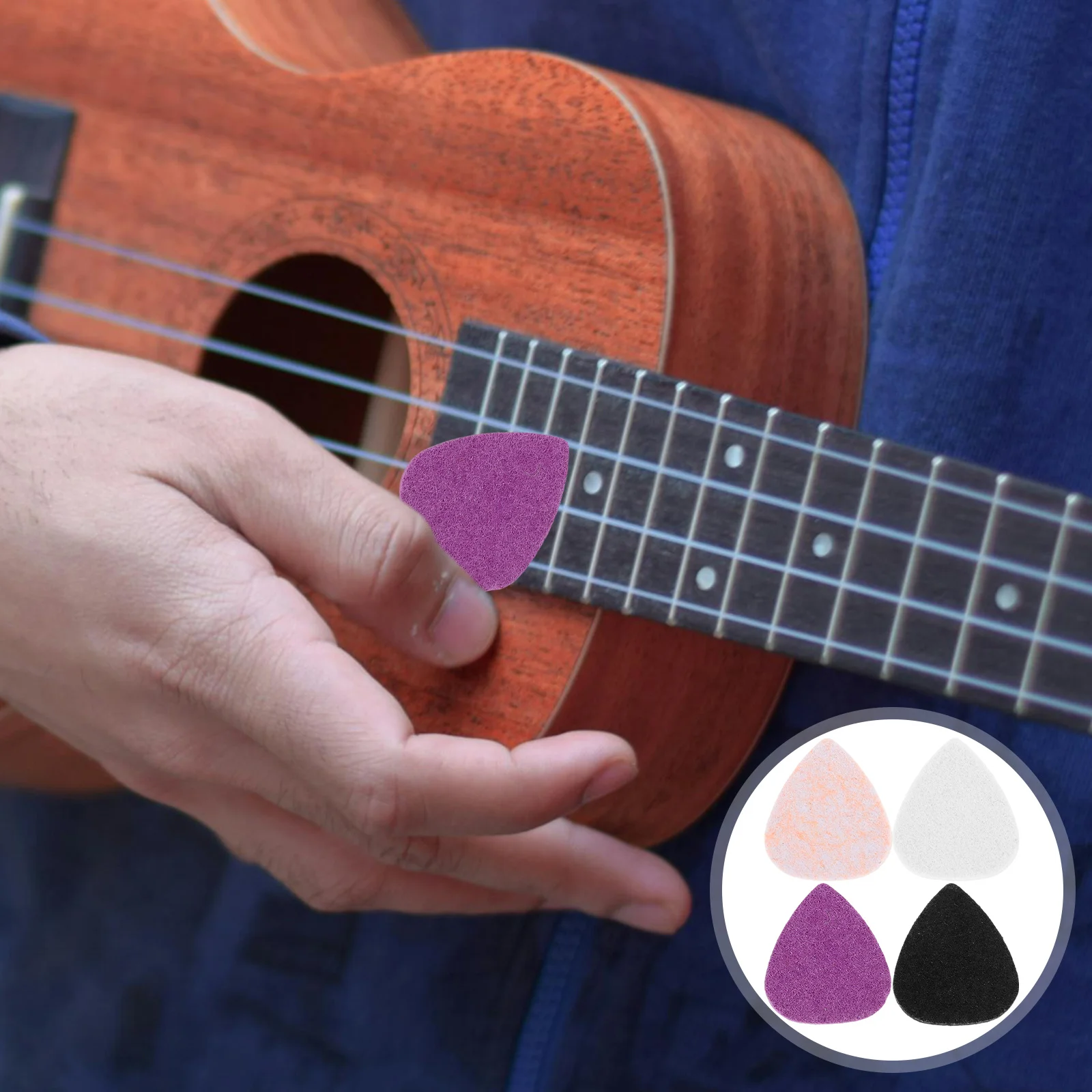

20pcs Felt Wool Guitar Plectrums Soft Music Ukulele Pick Instruments White Purple Bass Guitar Picks Black ange