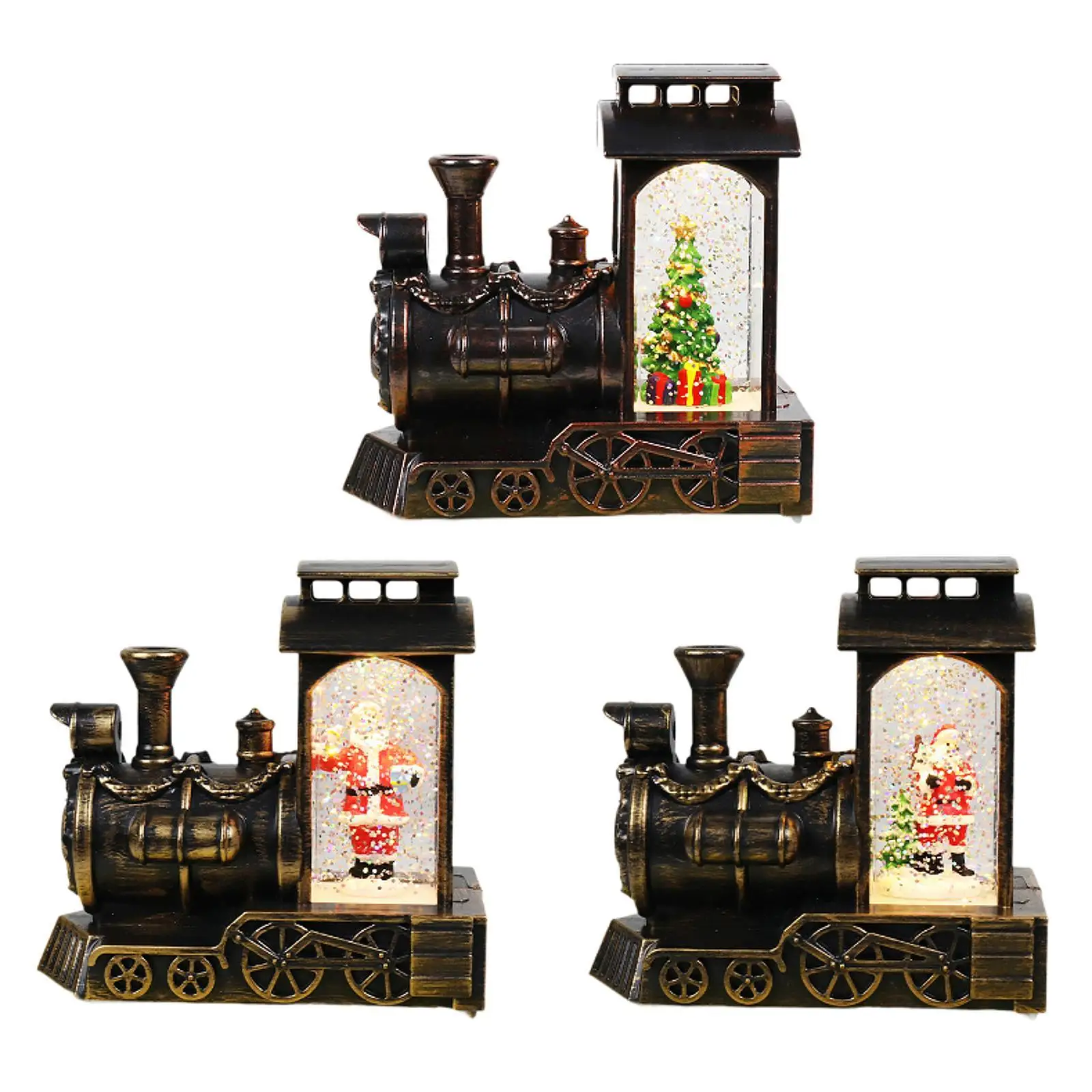 Lighted Christmas Snow Globe Train Statue Tabletop Christmas Crystal Ball