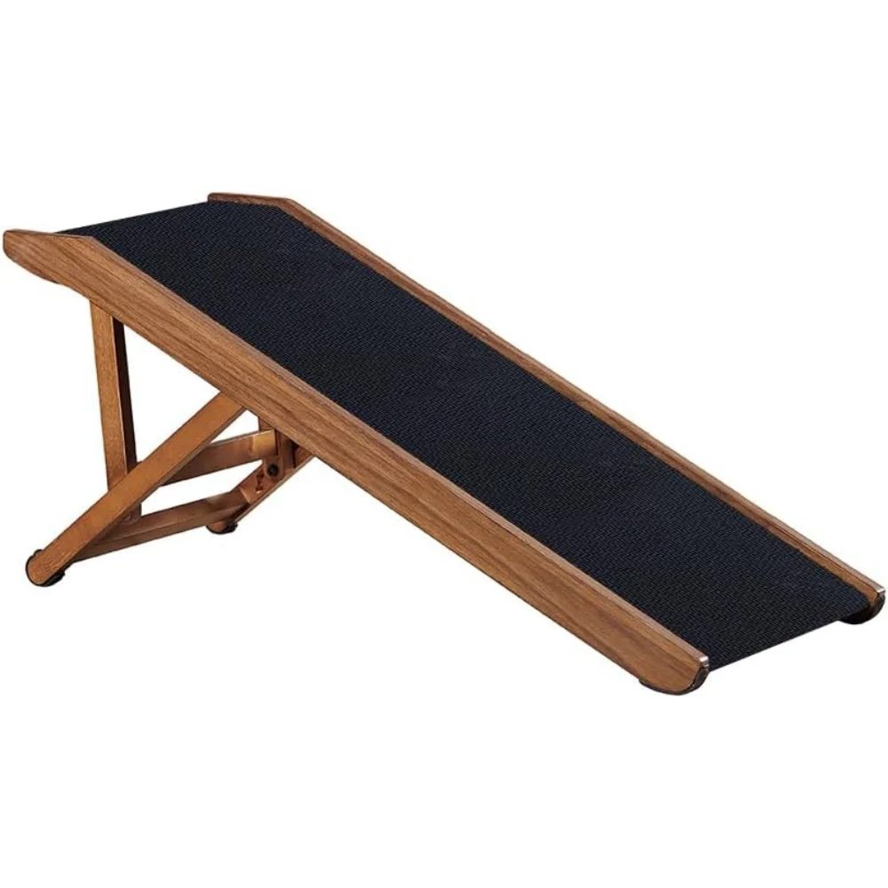 

Pet Ramp for Small Dogs Cats, Foldable Wooden Dog Ramp with Safe Landing Platform and Non-Slip Traction Rubber Mat