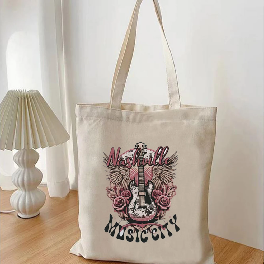 Nashville Music City printed tote bag Super Soft Howdy Vintage Music City  Oversized print DTG BOHO Cowboy Cowgirl Desert