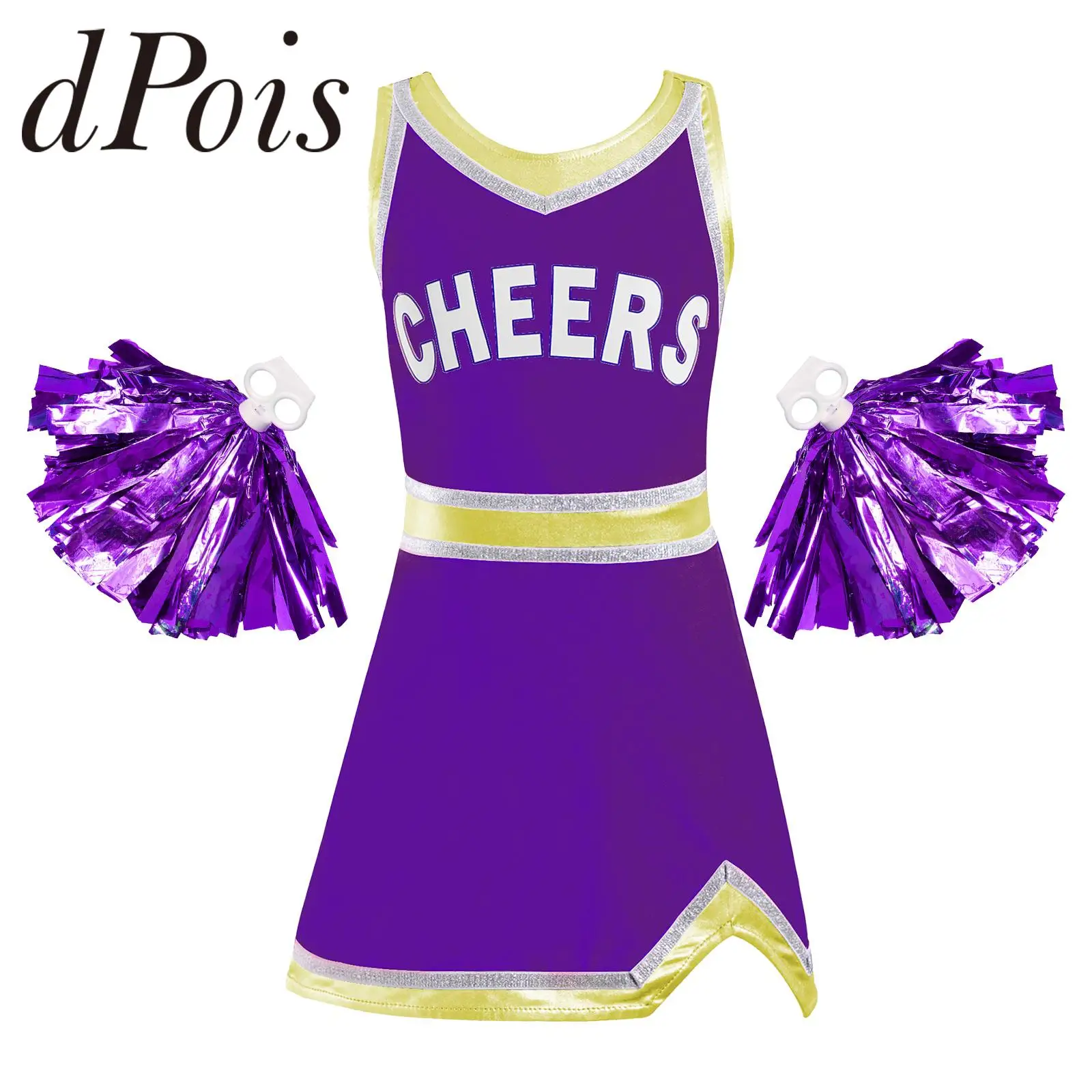 

Kids Cheerleader Costumes Dancewear School Girls Cosplay Dress Flower Ball Set for Dancing Competition Cheerleading Uniforms