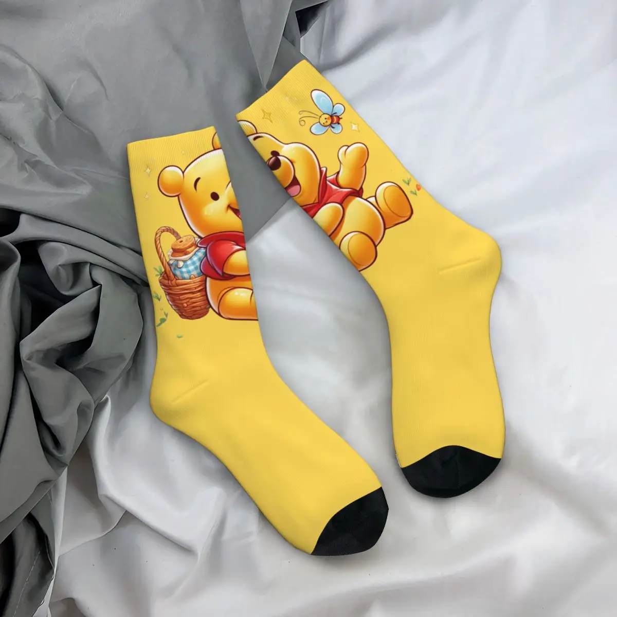 Cute Winnie Hoop Product Crew Socks flessibile Funny Cartoon Skateboard calzini lunghi morbidi per piccoli regali Unisex