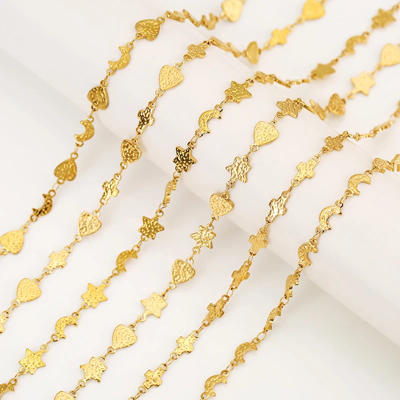 1Meter Stainless Steel Moon Star Heart Chain for Jewelry Making Splicing Welding Chains DIY Necklace Bracelet Handmade Chain