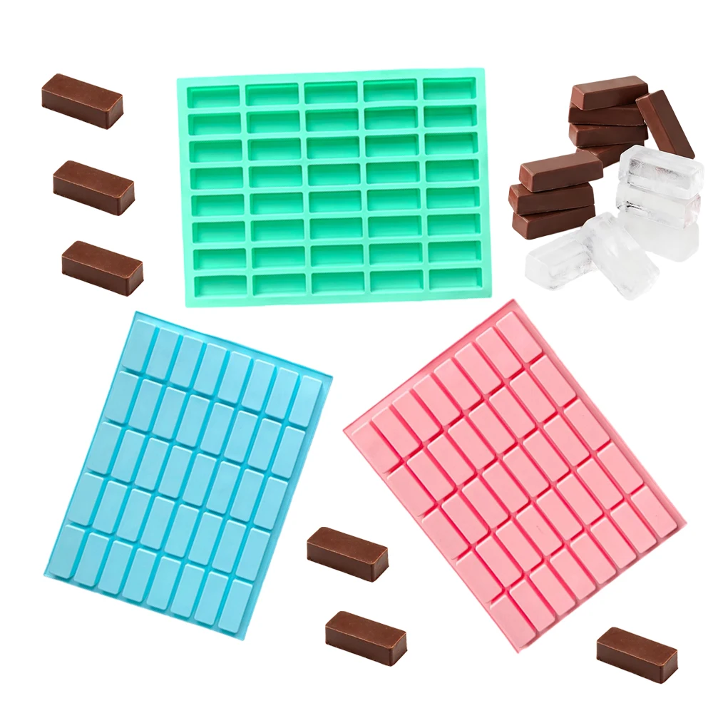 Molde de silicona rectangular de 40 cavidades - molde para caramelos de caramelo, adecuado para chocolate, caramelos, gelatina, dulces de nueces, bandeja para hielo