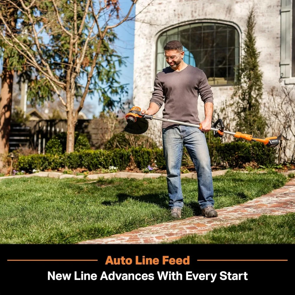 24V Cordless String Trimmer with 12-Inch Cutting Width, Auto Line Feed, and Battery & Charger Included