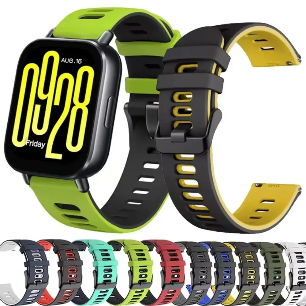 Two Tone Flat Head Breathable Silicone Sport Band 20mm 22mm for Redmi Watch 5 Active Lite Xiaomi Watch S4 Soft Durable Men Women