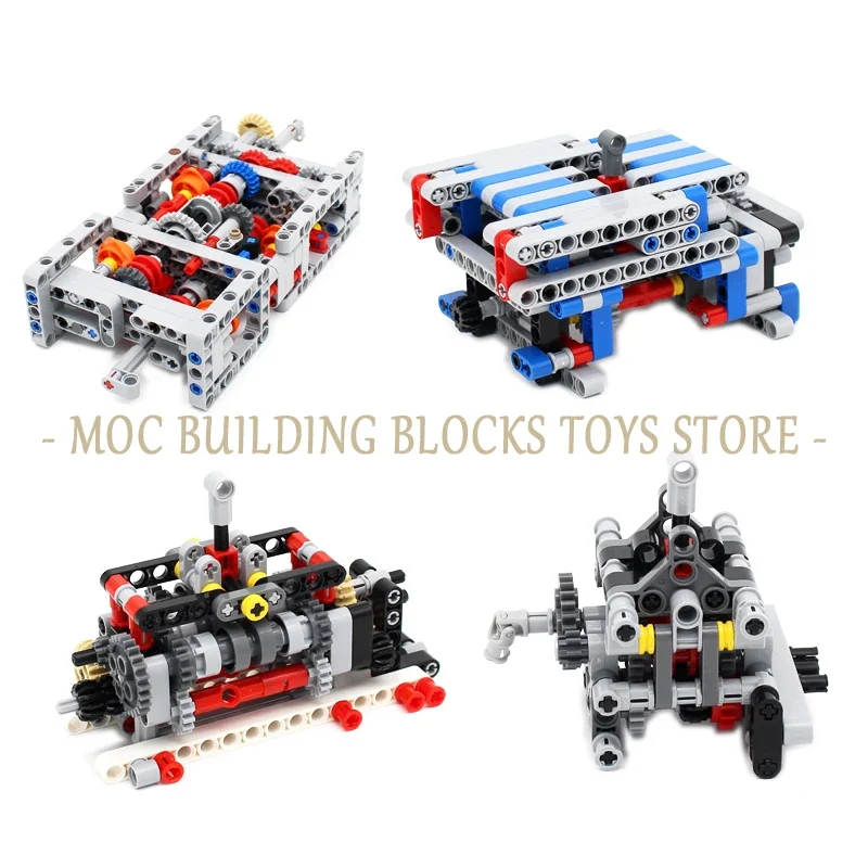 MOC Technology Building Blocks Bricks Power Functions Automotive Speed Gearbox Engine Transmission Machinery DIY Assembling Toys