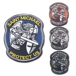3D Embroidered Patches Saint Michael Protect Us Tactical Hook Badge for Cap Applique Military Armband Patch Clothes Stickers