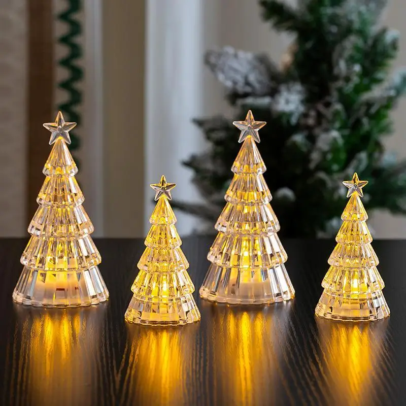 Christmas Decoration Ornaments Mini Luminous Crystal Christmas Tree High-end Desktop Ornaments Christmas Gift Lights