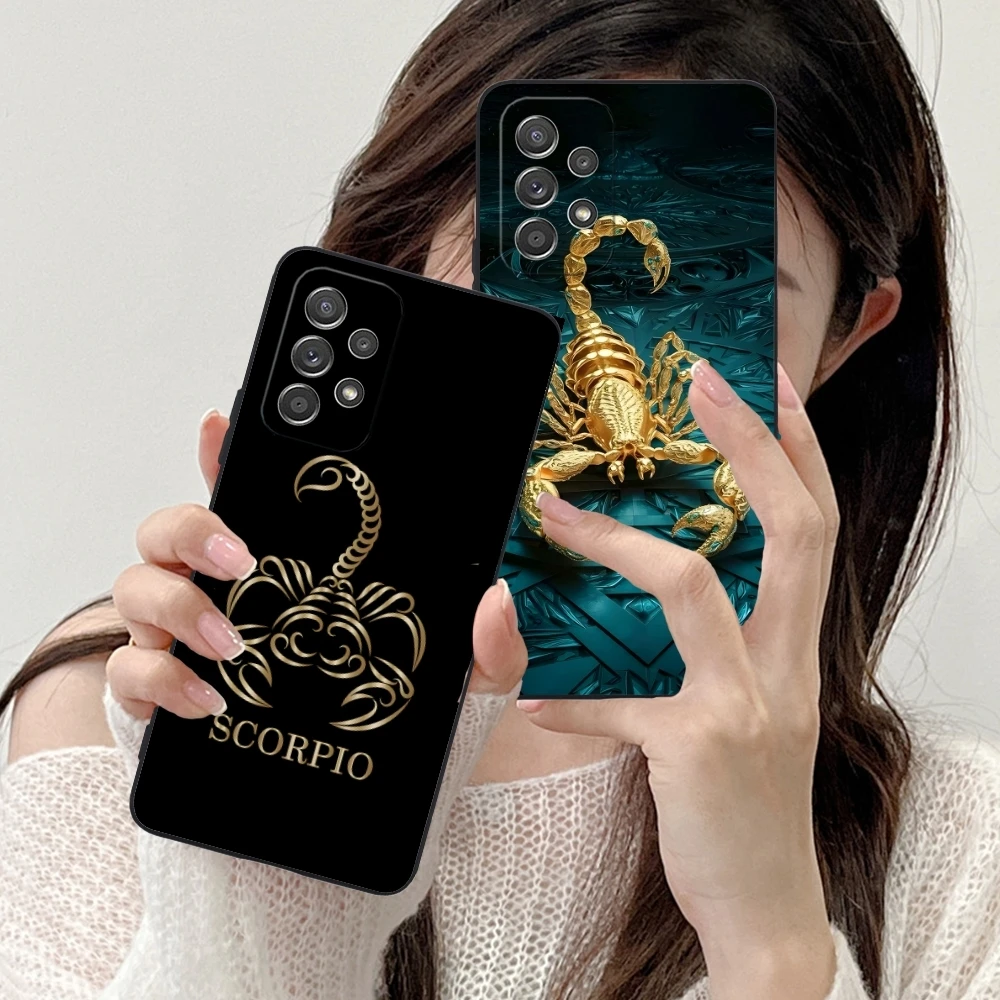 Colored Golden Scorpio Mobile Cell Phone Case for Samsung Galaxy A73 72 71 70 55 54 53 52 35 34 32 23 14 13 5G Black Cover Shell