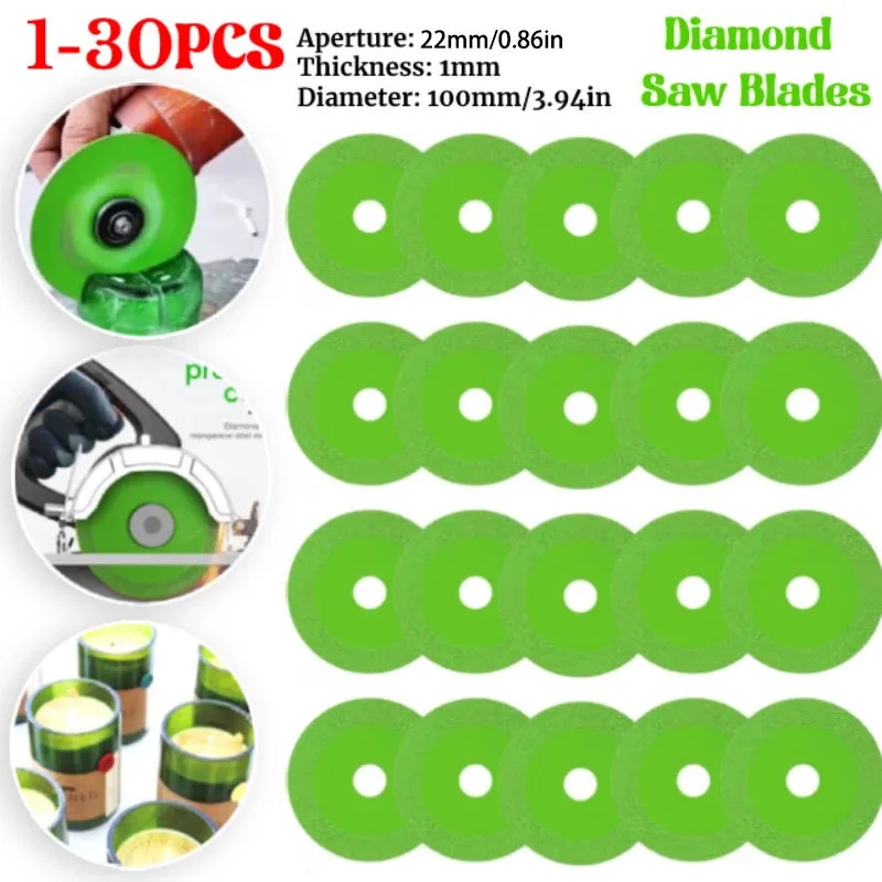 1-30 sztuk 100mm tarcza do cięcia szkła diamentowa brzeszczot do marmuru płytka ceramiczna Jade polerowanie narzędzie tnące ostre lutowanie szlifowanie butelek