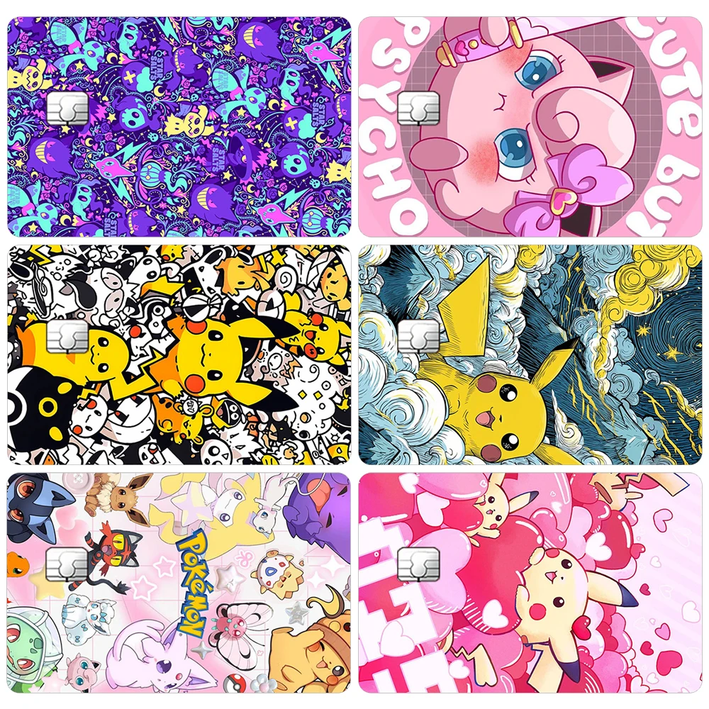 

Pocket Themed Credit Card Skin Stickers Matte Bank Card Durable Decals Jigglypuff Patterns Fun Student Daily Use Decor Gift