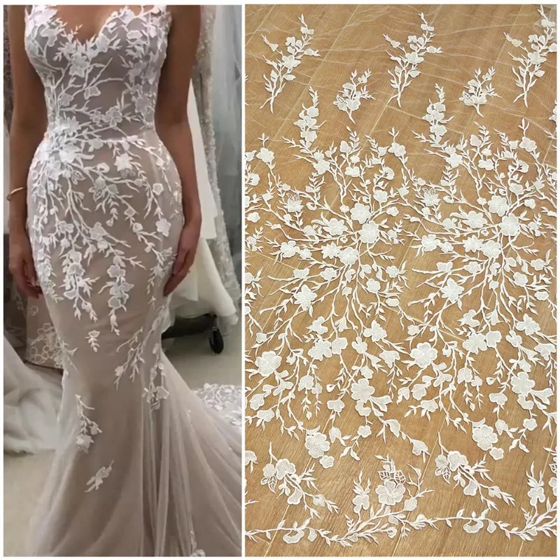 New Exquisite Embroidery Lace Mesh DIY Handmade Materials Wedding Dress Clothing Curtain Background Decoration Accessories