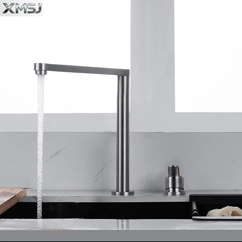 

Смеситель для раковины из нержавеющей стали 304, скрытый подъемный складной кухонный смеситель для горячей и холодной воды, отдельный смеситель для раковины, два отверстия