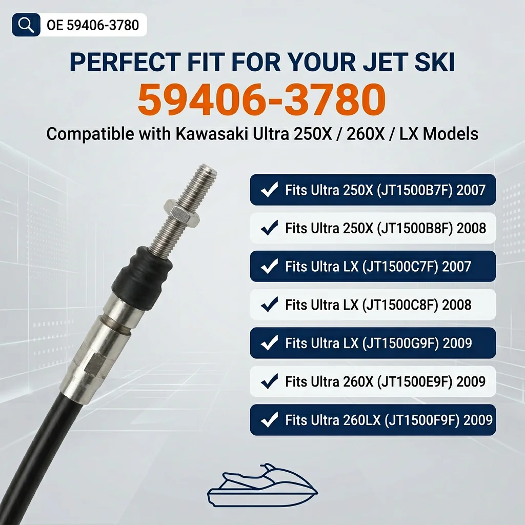 Steering Cable 59406-3780 594063780 For Kawasaki Ultra LX 2007 2008 2009 For Kawasaki Ultra 260LX/260X 2009 Ultra 250X 2007–2008