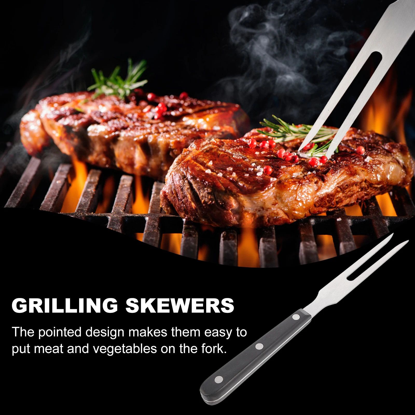 

2Pcs StainlessSteel BBQ Forks Durable GrillingTools for Barbecue Skewers OutdoorCooking KitchenBarware Small Lightweight