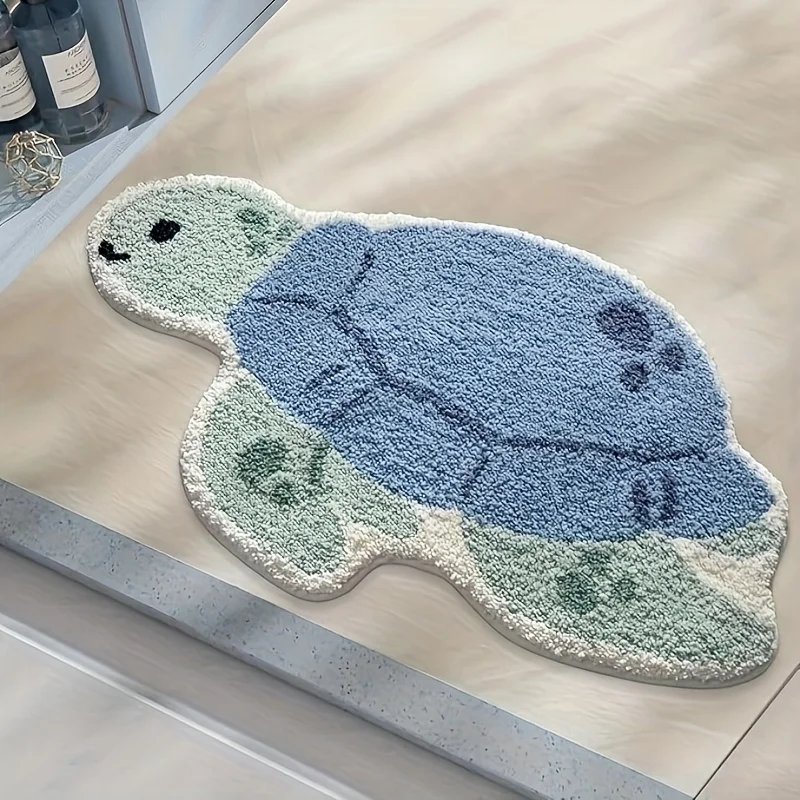 VIKAMA Cartoon Turtle Shaped Rug Soft And Comfortable Cashmere Like Material Rug Bathroom And Hallway Rug Home Decor