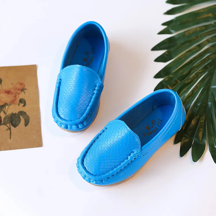 Kids'Casual Shoes Solid Color PU Leather Fashion Spring Flat Shoes For Children Anti-slip Black White Shoes Size 21-36