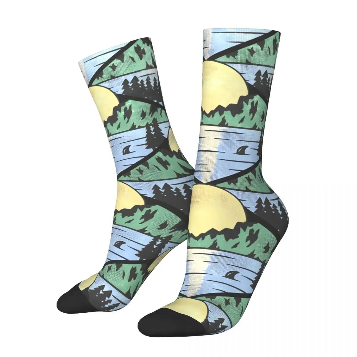 Vintage Adventure Men's compression Socks Unisex Harajuku Seamless Printed Novelty Crew Sock