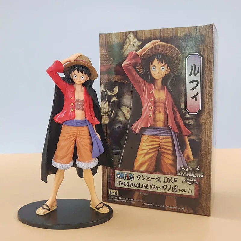 17cm figurka z kreskówki One Piece, Luffy w kapeluszu słomkowym, model z PVC, ozdoba, zabawka kolekcjonerska i prezent.