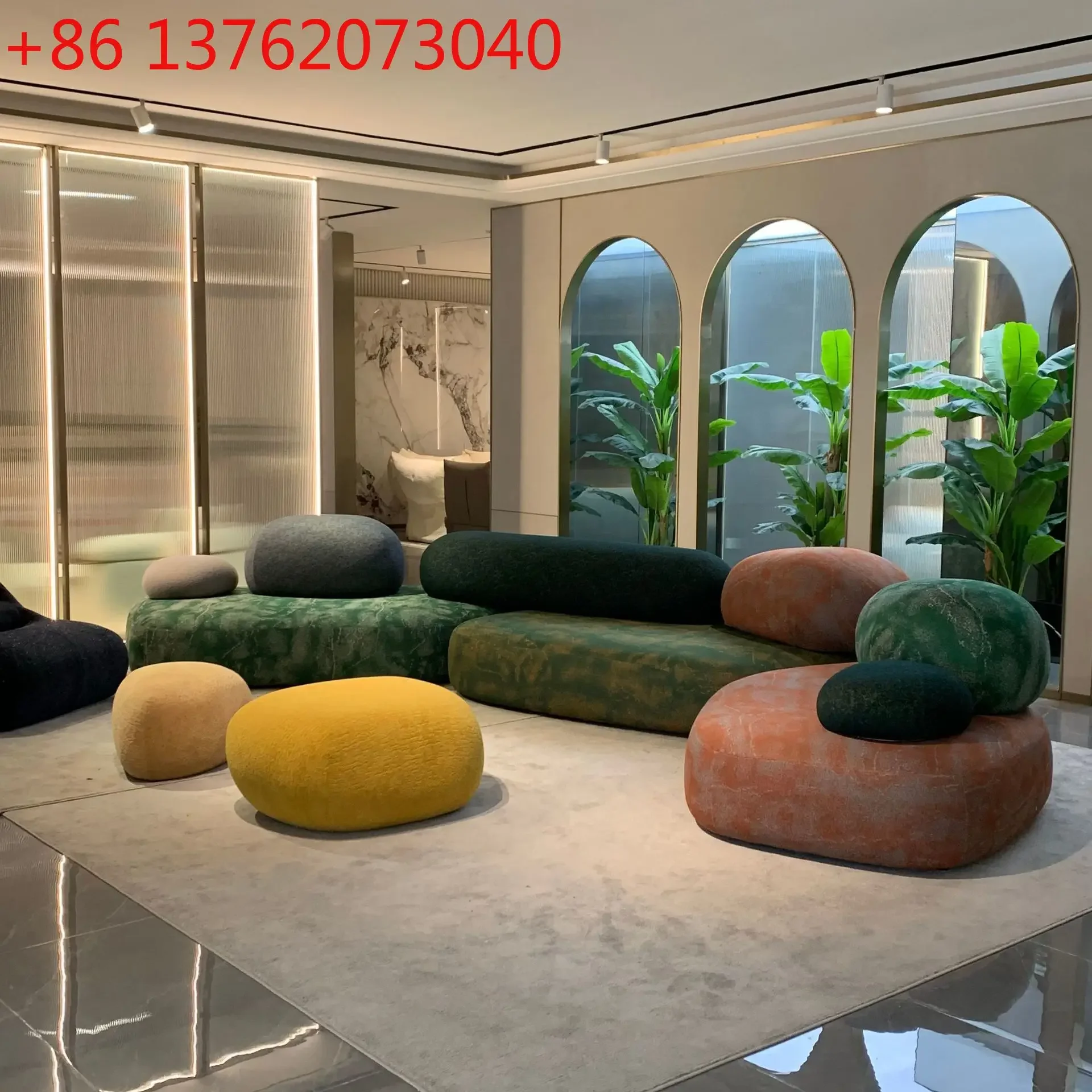 Fabric sofa living room creative pebble sofa large cushion petty bourgeoisie furniture