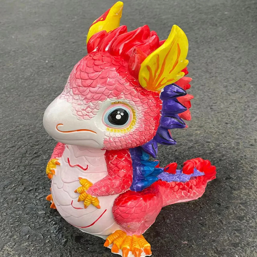 Vinyl Figurines to Paint Dragon Baby Decorative Ornaments Kids Piggy Bank Desktop Story Gift