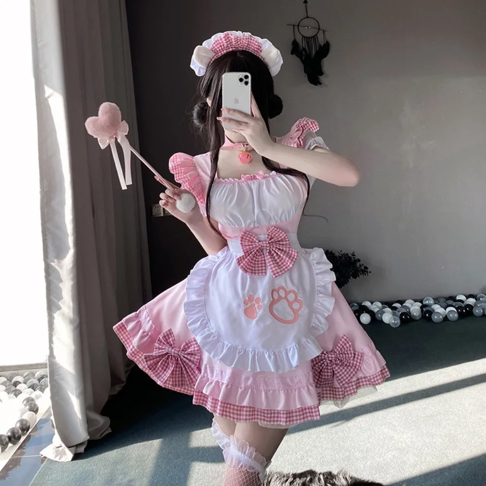 Lolita Halloween Cosplay Japanese Kawaii Cat Maid Outfit Sweet Soft Girl Ruffle… - Image 4