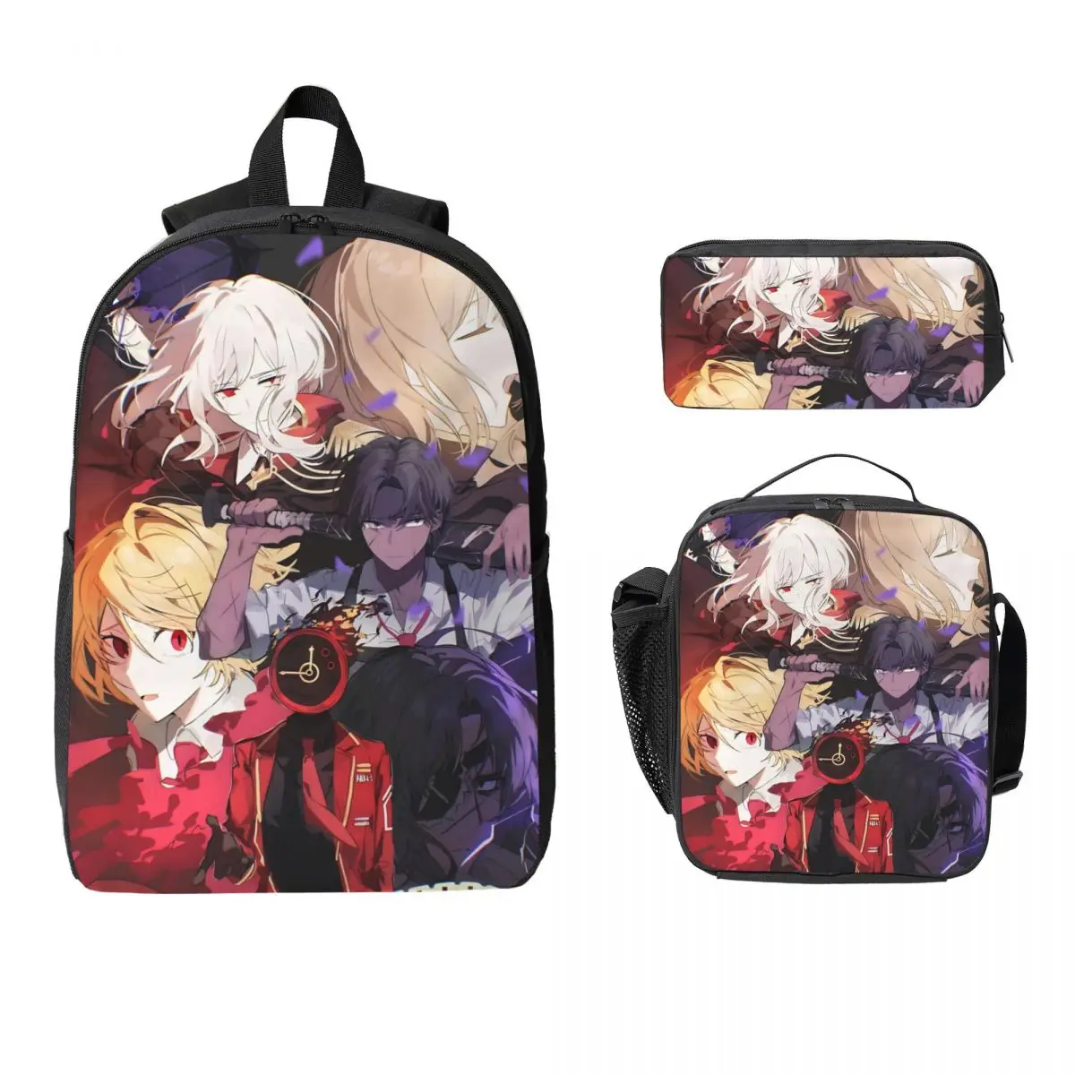 3Pcs Limbus Company Games merch Backpack Set for Kids Pen Bags Bookbag Sets with Lunch Box For Primary School Students Daypack