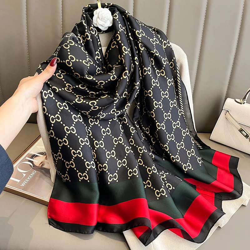 Popular Shawls Europe And America Fashion Bandannas New Print Sunscreen 90X180CM Kerchief Four Seasons Luxury Long Silk Scarves