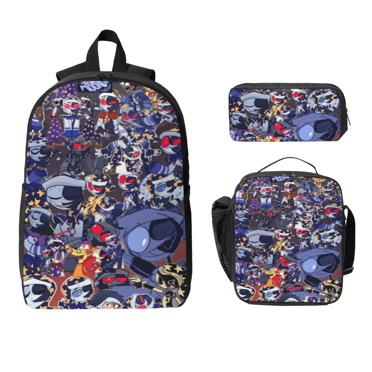 

3Pcs Sundrop And Moondrop Fnaf merch Backpack Set for Kids Pencil Boxes Bookbag Sets with Lunch Box For School Students Knapsack