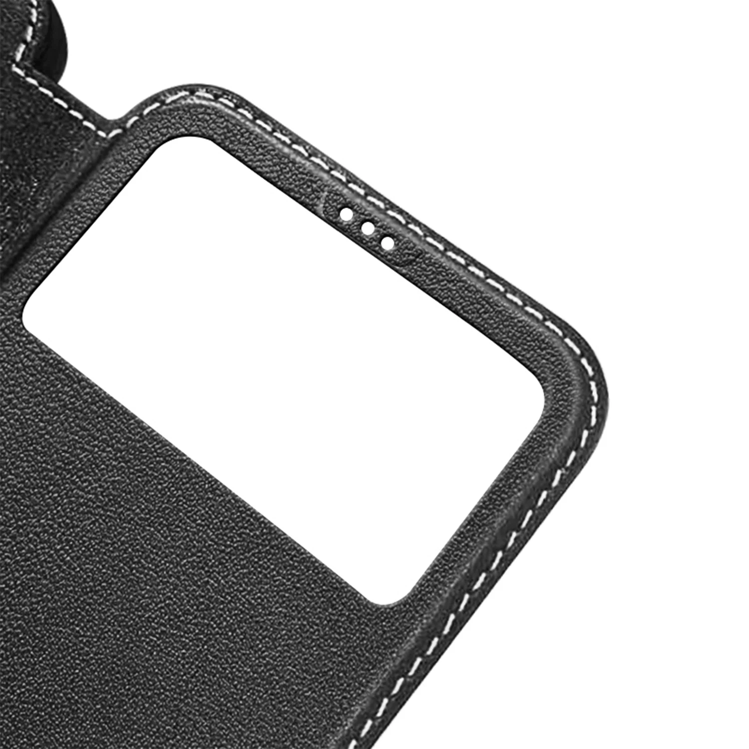 Genuine Leather Case Daul Window View Flip Case for iPhone 14/14 Pro/14 Pro Max Shockproof Smart Cover