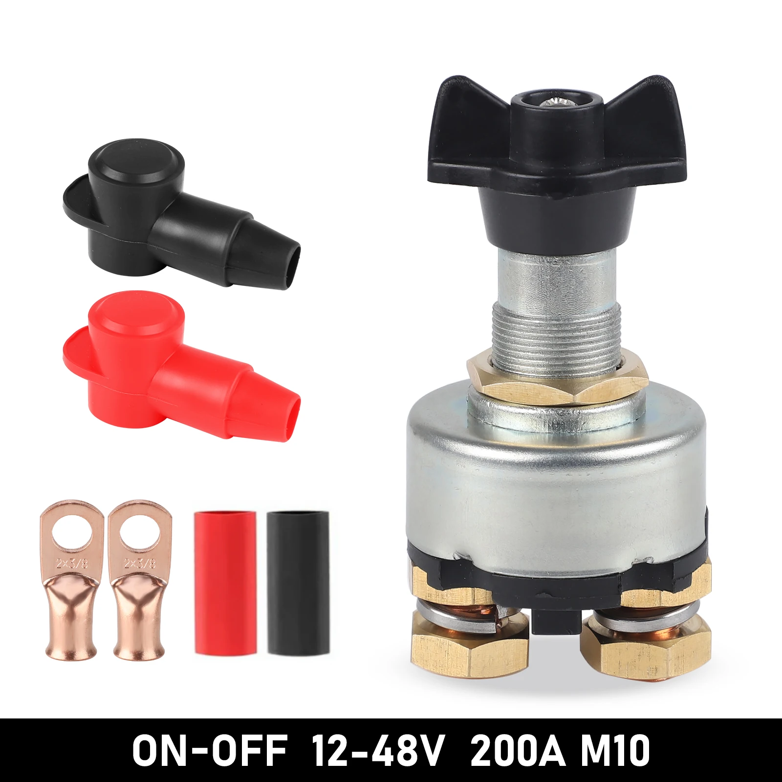 

12V-24V 200A Master Battery Disconnect Isolator Kill Switch ON-OFF M10 For Marine Boat RV Car Auto Truck Vehicle Rotary Type Kit