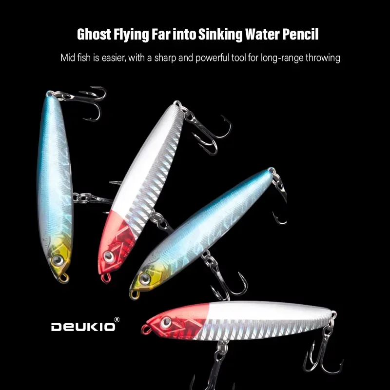 DEUKIO Bait Pencil Angelköder, sinkend, 83mm/14g, 80mm/10g, für Thunfisch, Wolfsbarsch, Barsch, Weitwurf, Spinnköder, Hart