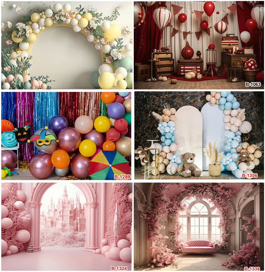 Balloons Wedding Flowers Party Photography Backgrounds Girls Birthday Family Portrait Decoration Wall Backdrops Photocall Props